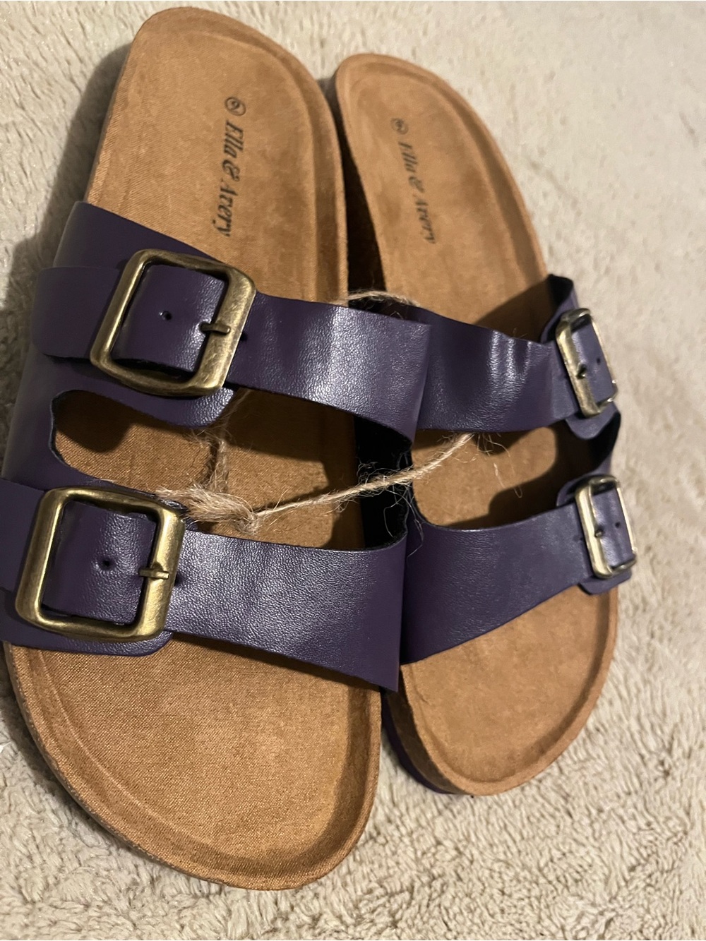 Ella & Avery Purple Double-Buckle Slide Sandals